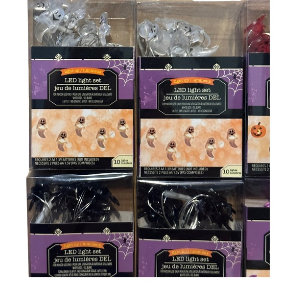 8 Pk Halloween Light Up LED Bats, Pumpkins, Ghosts, & Spiders String Lights NWT - Picture 4 of 8